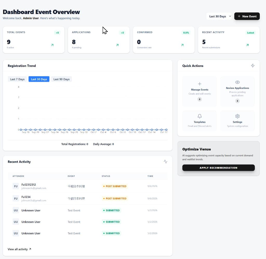 GenTeku EventLink Admin Dashboard