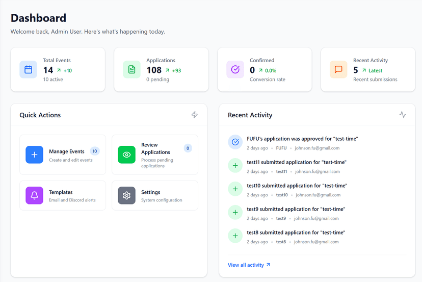 GenTeku EventLink Admin Dashboard